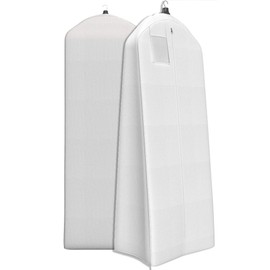 Wedding Dress Garment Bag - Garment Bags for Travel & Hanging Clothes or Storage Preservation - 72" Wedding Dress Bag for Gowns Long with 20" Gusset for Puffy Bridal Gowns Cover - White