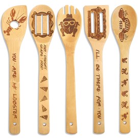 Friends TV Show Merchandise - 5 Piece Friends Wooden Spoons for Cooking, Nonstick Friends Merchandise, Friends TV Show Decor, Friends TV Show Gifts for Women