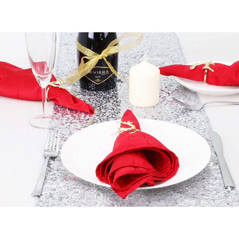 Napkin Rings Set of 6 Gold Napkin Rings Snowflake Reindeer