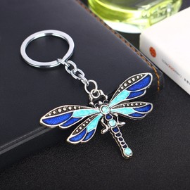 Llavero de libélula con colgante de libélula (azul)