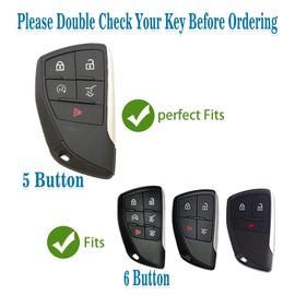 UTFT-17 Compatible with Chevy Key Fob Cover,Gold Keychains 2021-2023 Suburban Tahoe GMC Yukon Buick Encore Avenir Accessories,5 Button (White)