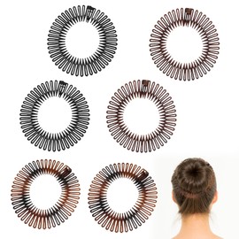 6 Pcs Stretch Zig Zag Headband Full Circular Stretch Comb Flexible ZigZag Headband Plastic Comb Head Band Fashion Hair Accessories for Women Men and Girls Fits Thick and Curly Hair(3 Colors)