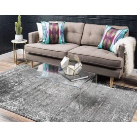 Unique Loom Sofia Collection Area Rug - Casino (9' x 12' Rectangle, Dark Gray/ Ivory)