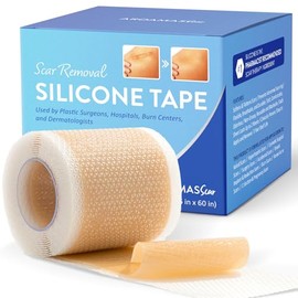 Aroamas - Hojas de silicona para cicatrices - Cinta de silicona para cicatrices - 1.6 x 60 pulgadas para suavizar y aplanar cicatrices, sección C, queloide, cirugía, reutilizable y lavable