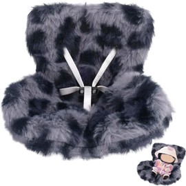 Autositz, Autositz für Puppen, Have a Seat für 10–17cm Charakter Autositz für Puppen mit weichem pelzigem Kissen, Süße & Praktische Puppensicherheitssitz für Autodekoration (Blau Grau Leopard)