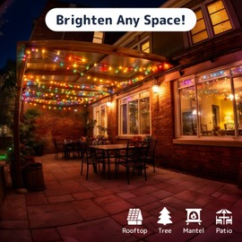 PREXTEX 50 Ct. Multi-Color Christmas Tree Lights with Green Wire - 10 Ft String Lights for Indoor and Outdoor Use - Multicolor Twinkle Christmas Tree Decoration with End-to-End Connectors