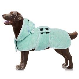 OUOBOB Dog Drying Coat, Dog Coat for Drying Dogs, Pink Dog Towels for Large Dogs, Microfibre Dog Racket Super with Hood for Adjustable Belly Straps for Golden Retriever, Labrador XL