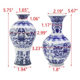 MY MIRONEY 2PCS Ceramic Wall Planter for Indoor Wall Decor, Blue and White Porcelain Hanging Planter Wall Decor Vases for Dried Flowers and Faux Greenery Plants, Type 1