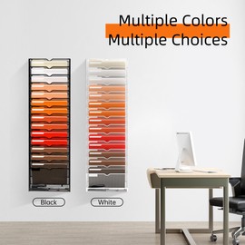 SUPEASY 16-Tier Hanging Wall File Holder Organizer for Papers, Folders, Files Clipboard & Magazine Organization Great for Office Home, Black