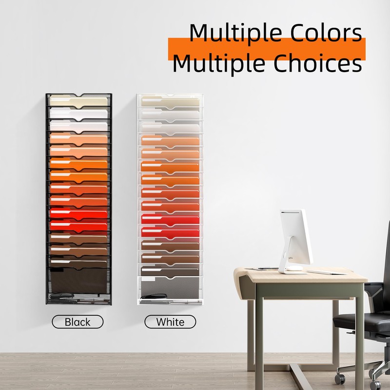 SUPEASY 16-Tier Hanging Wall File Holder Organizer for Papers, Folders,