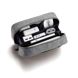 Elecom BMA-GP14GY Gadget Pouch, Large Capacity, Freestanding, Travel, Business Trips, Telework, Organizing Pouch, Gray