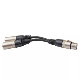 YOVUS 3pin XLR FEMALE jack to dual 2 MALE plug Y SPLITTER cable adaptor 1 ft foot cord