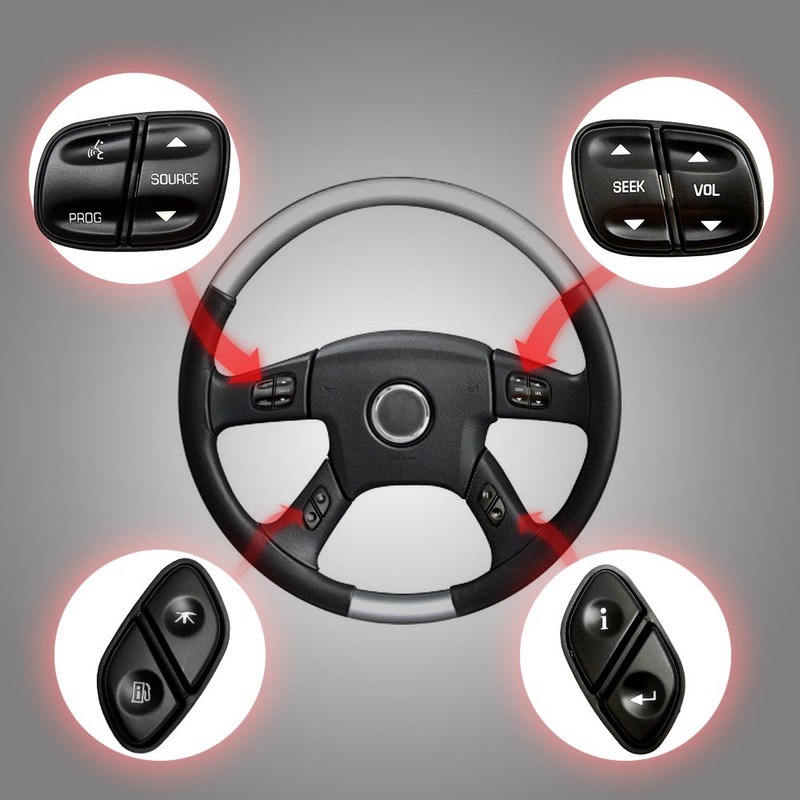 JOYTUTUS Steering Wheel Radio Control Switch Buttons fits Silverado Sierra