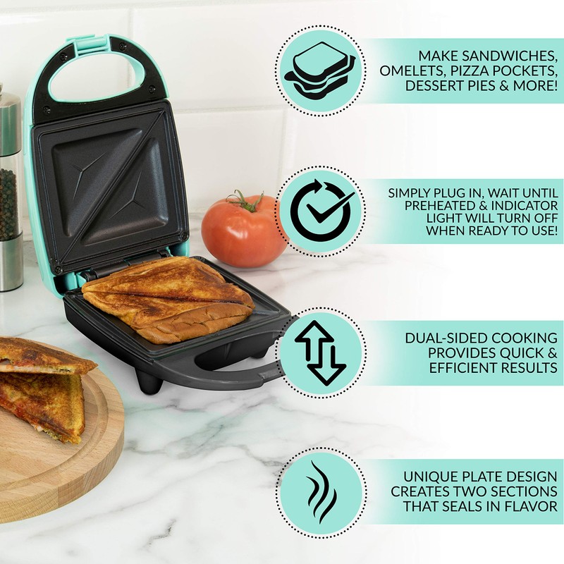 Nostalgia MyMini Personal Sandwich Maker, Nonstick Panini Press, Pizza Pockets,