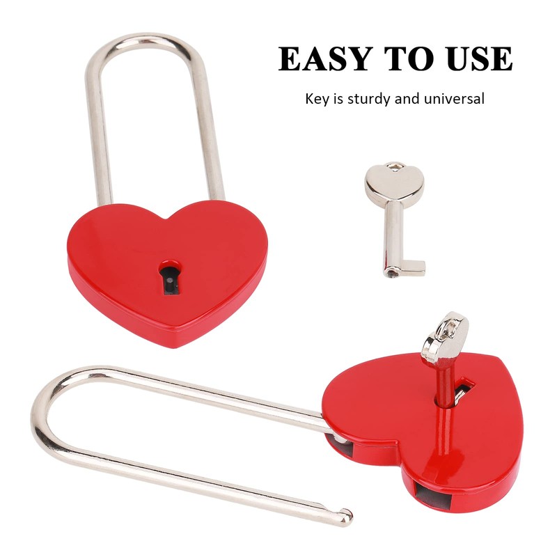 VeYocilk 10 PCS Red Love Lock Heart Shaped Lock Cute