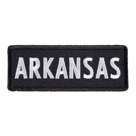 PatchStop Arkansas State Iron On Patches for Clothing Backpacks Jeans | Black and White Motorcycle Patch Sew On Custom Jackets Hats Tactical Bags | 3.25x1.25in Small Trendy DIY Embroidered Applique