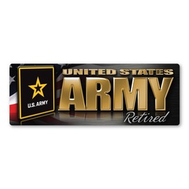 Magnet America Army Retired Chrome Bumper Strip Magnet is 2.875" x 7.75" Made for Vehicles and Refrigerators