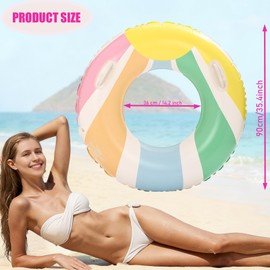 2 Pack Large Inflatable Pool Float for Adults 36 Inch Pink Pool Floats with Handles Swim Rings Swimming Pool Tubes for Summer Fun Beach Themed Party (Pink and Ice Cream)