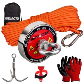 MUTUACTOR Heavy Duty Fishing Magnet Kit,400lb Neodymium N52 Magnets with 65Ft Salvage Rope and Grappling Hook,Retrieval Rare Earth Magnets for Recovery Lost Treasure in Lake Rivers
