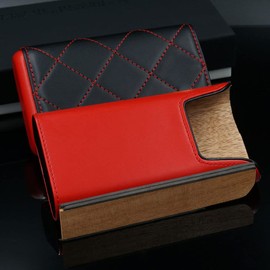 Cigar in Style Adjustable Red Black Leather Cedar Wood 3 ct Cigar Case Holder Humidor