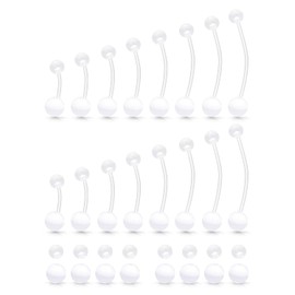Hoeudjo Pregnancy Belly Rings Maternity Belly Button Rings Plastic Long Bar Navel Ring for Maternity Sport Pregnant Women Different Length 10/12/14/16/18/32/35/38mm