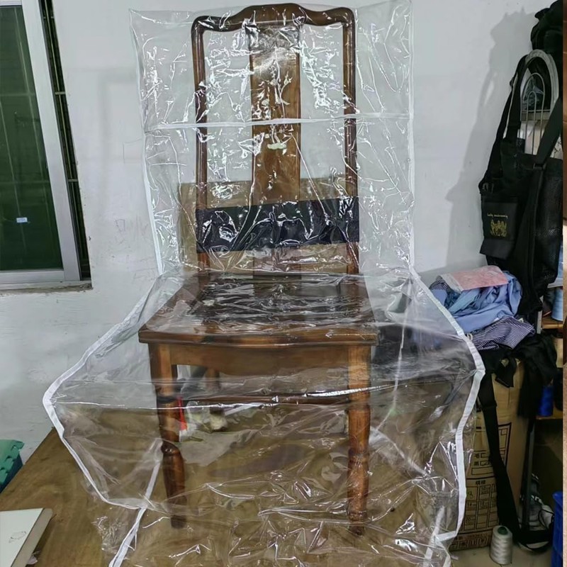 SagaSave Plastic Dining Chair Covers, 4 Pcs Clear Waterproof PVC