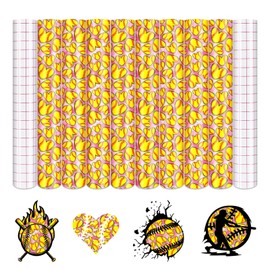 Tintnut Baseball Permanent Vinyl - 8 Sheets 12"x10" Sports Pattern Adhesive Vinyl Sheets, Watercolor Self Sticker Water Proofing Vinyl Compatible with Cricut Or Silhouette