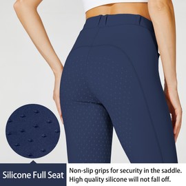 Willit Women's Horse Riding Pants Full Seat Silicone Equestrian Breeches Horseback Schooling Tights Zipper Pockets Navy Blue L