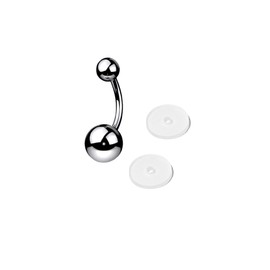 EZ Piercing Titanium Belly Button Piercing Anti Game Disc Set Against Game Keloid on Belly Button Piercing in 8 mm or 10 mm Length, 100% Nickel Free, Titanium, No Gemstone