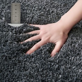 MIULEE Bath Mat Soft Bath Rug Non-Slip Bath Mat Bathroom Mat Bed Rug Fluffy Rug Bathroom Rug Shower Mat for Bath & Living Room Bedroom 50 x 80 cm Dark Grey