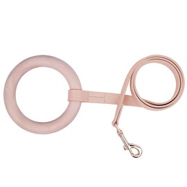 Microfiber Soft Leather Dog Leash -Wood Handle Girl Puppy Leash Made of Faux Leather - with Gold Alloy Hardware, Beech Ring - Fashion Accessories for Pets - Pink, Medium, 47.2" Long