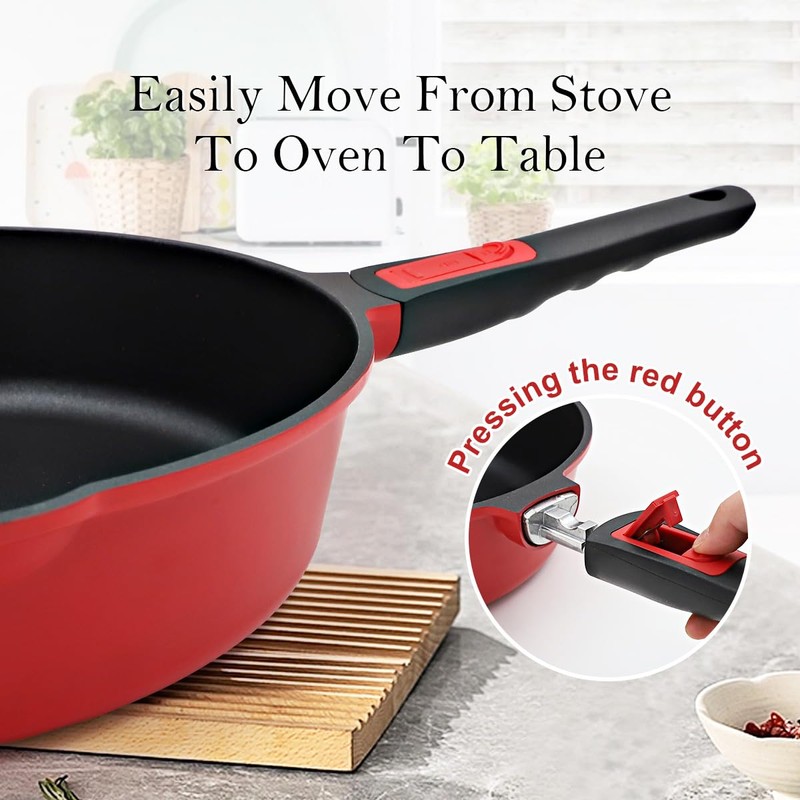 Bobikuke 11 Inch Nonstick Frying Pan Skillet with Steamer, 4.5