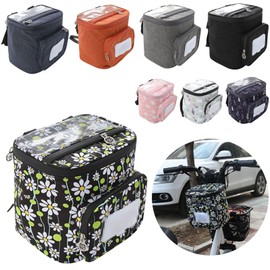 Boxonly Electric Scooter Front Pouch - Waterproof Bag with Phone Holder and Floral Print, Black Floral, 8.3"x7.5" / 21x19 cm