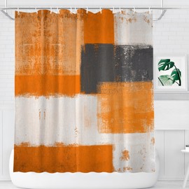 Abaysto Burnt Orange Grey Geometry Shower Curtain Lightweight Shower Curtains Modern Art Artwork Waterproof Shower Curtains Set with Hooks Retro Bathroom Decor 180x180cm