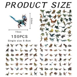 150 Sheets of Dinosaur Stickers, Waterproof Kids Stickers, DIY Luggage Notebook Decoration Stickers, Fun Stickers
