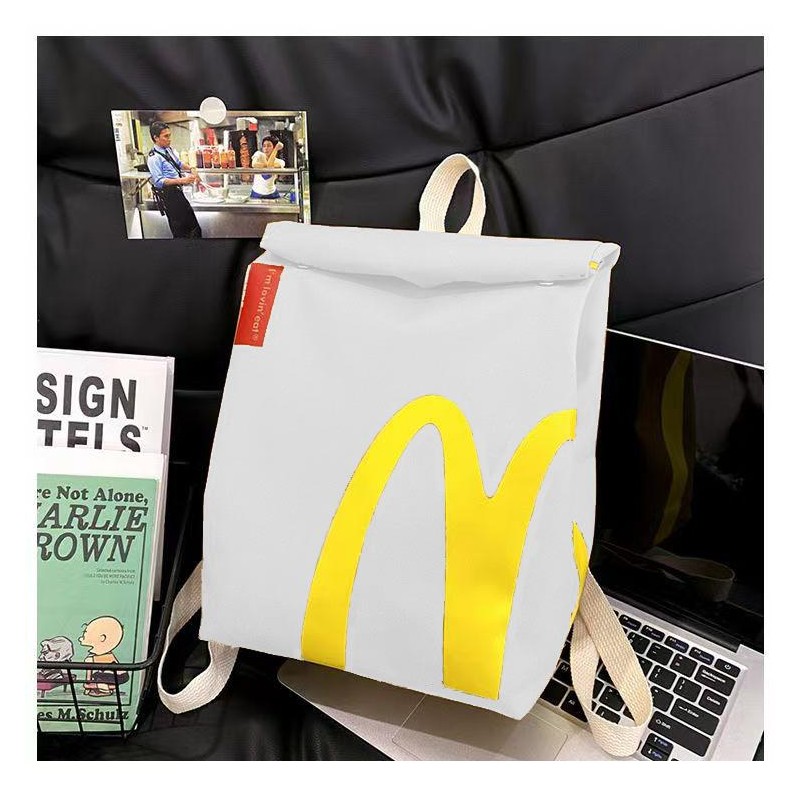 Fashion McDonald's Backpack with Unique Letter Print Starbucks Bag, Comfortable