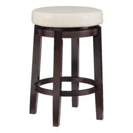 Pemberly Row 24" Wood Swivel Counter Stool in Rice White - Set of 2