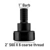IBC Storage Tank Outlet Adaptor/Connector/hosetail s60x6 coarse Thread-Hose Barb (1"