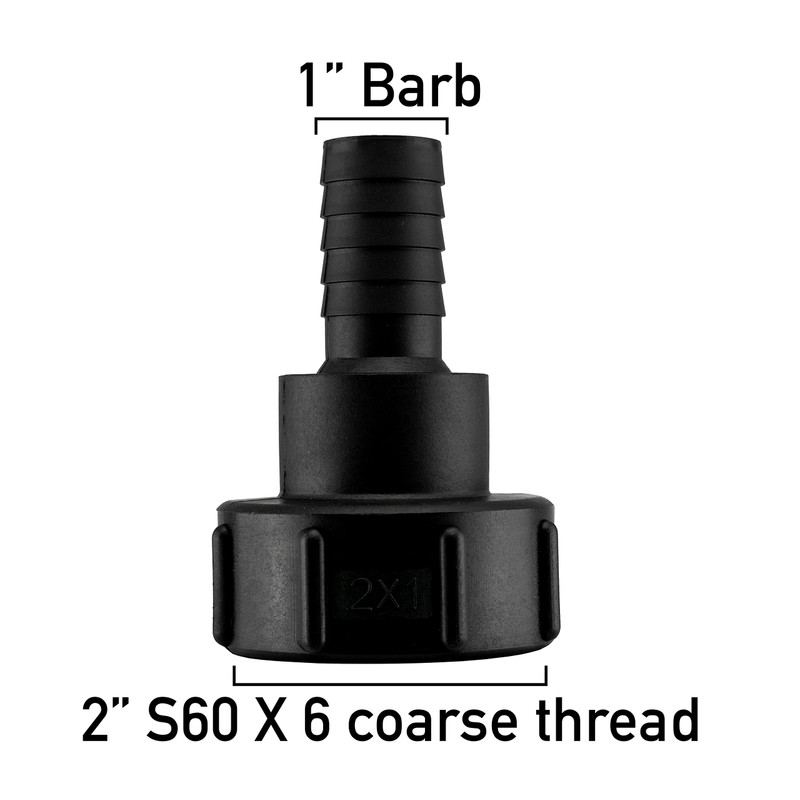 IBC Storage Tank Outlet Adaptor/Connector/hosetail s60x6 coarse Thread-Hose Barb (1"