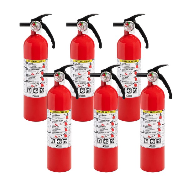 Kidde Fire Extinguisher for Home, 1-A:10-B:C, Dry Chemical Extinguisher, Red, Mounting Bracket Included, 6 Pack