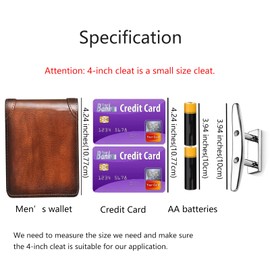 GANGUOLA 4 Inch Stainless Steel Boat Cleats, Marine Dock Cleats, Heavy Duty, Mirror Polished, 316 Stainless Steel with Screws (4 Pieces)