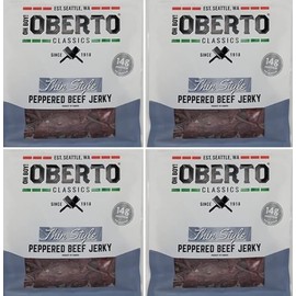 Oh Boy! Oberto Classics Thin Style Peppered Beef Jerky | 2.2 Ounce Per Bag (4)