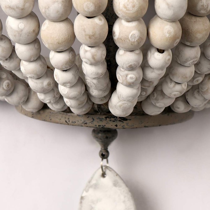 Newrays Vintage Wood Bead Wall Lamp Retro Antique with Hard