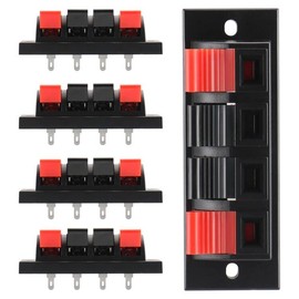 Baomain Speaker Connector 4 Way Stereo Speaker Plate Terminal Spring Clips Strip Audio Cable Push Connector Block WP4-10 Pack of 5