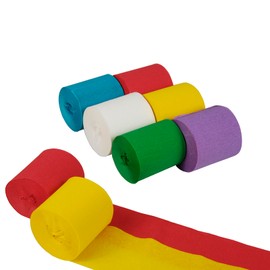 Papstar 10056 6 Crepe Ribbons Assorted Colours Waterproof 10 m x 5 cm