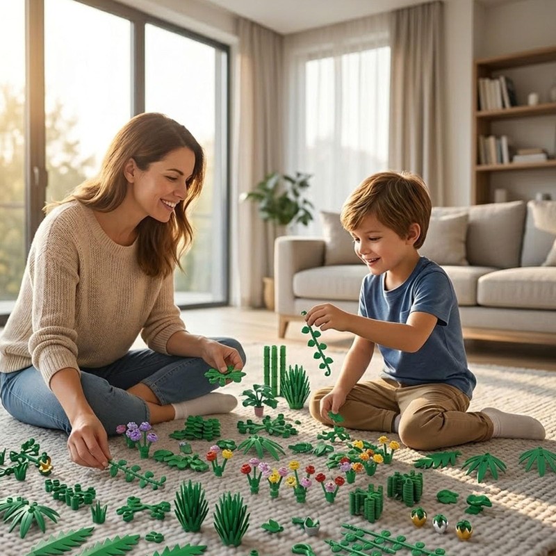 LANMANUO Garden Plants Building Bricks Set, 480PCS Flowers Bushes Trees