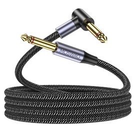 MOSWAG Guitar Cable 10 Ft, 1/4 Inch Right Angle Instrument Cable, Electric guitar cord, 1/4 Inch TS Electric Guitar Amp Cord Compatible with Bass, Guitar, Electric Guitar, Amplifier