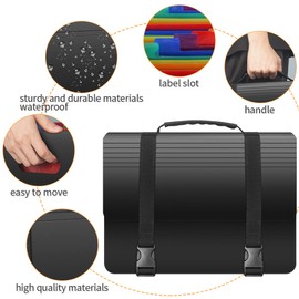 25 Pockets Expanding File Organiser Box Files Folders,Expandable Document Organiser with Handle,Concertina Files for Paperwork A4 Paper Receipt Filing Folder for Home Office School,2 x Tabs,Matte