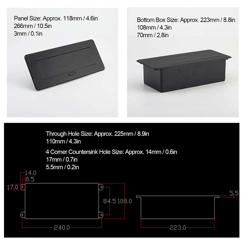 Desktop Socket, Hidden Pop Up Outlet Table 10A Connection Box