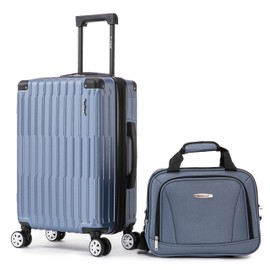 Rockland Hardside Spinner Wheel Carry On with Tote Luggage Set, Blue
